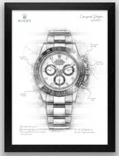 Rolex Daytona watch technical drawing illustration artwork - 3 Models - Print 