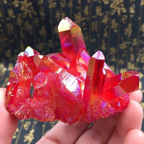 Natural Aura Red Titanium Geode Quartz Reiki Crystal Cluster Mineral Rough Stone - Picture 35 of 44
