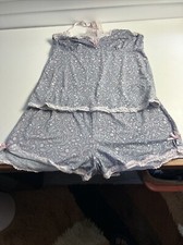 2-Pc Laura Ashley Pink Grey Floral Lace Cami Top  Shorts Pajama Set