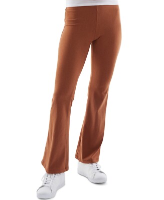 MSRP $39 Bcx Juniors' Brushed-Rib Flare-Leg Pants Orange Size Small
