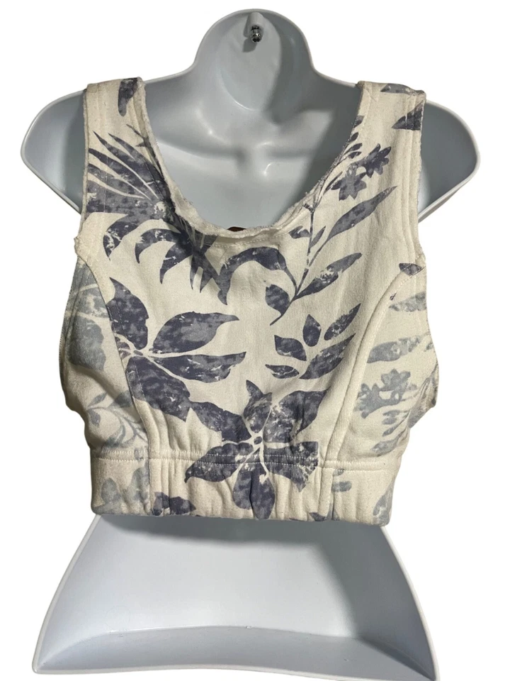 Vintage Havana Blue & White Floral Cropped Tank Top Womens Small - Image 3 of 4