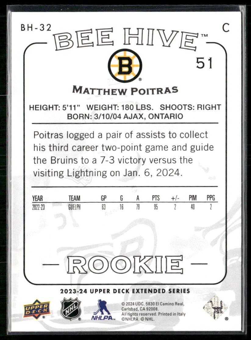 2023-24 Upper Deck Star Rookies - #12 Matthew Poitras (RC)
