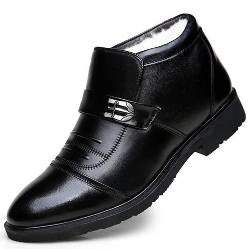 Conjunto de zapatos altos de invierno para ocio pie punta redonda color liso tacón plano coche S - Imagen 13 de 20