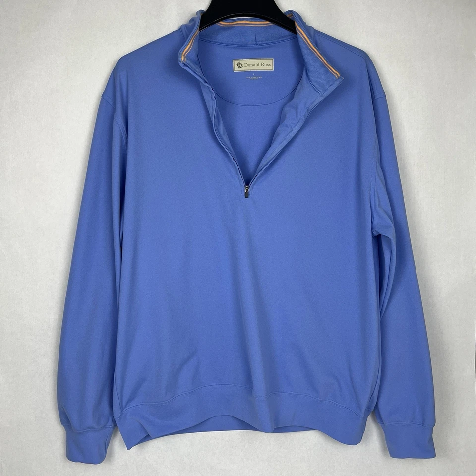 Donald Ross Pullover Men’s Large Periwinkle Lightweight 1/4 Zip Mock Neck Golf - Image 2 of 4