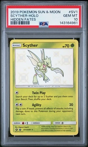 Scyther 2019 Pokemon Sun & Moon Hidden Fates Shiny Vault Rare SV1 PSA 10