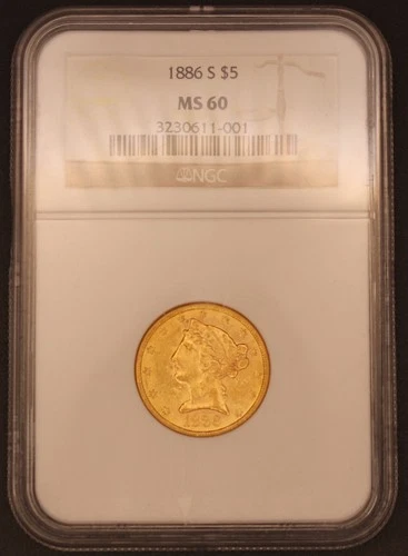 1886-S Liberty Half Eagle — photo from the most recent tracked eBay sale
