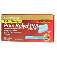 GoodSense Acetaminophen PM Pain Reliever Caplets, 50 Ct