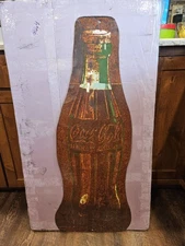 Coca-Cola Bottle Tin Sign 39” Vintage Patina Coke Soda Advertising Gas Oil Early