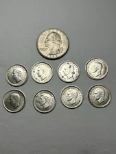 Australia 1943 silver 3 pence coins, lot of 8 CIRCULATED