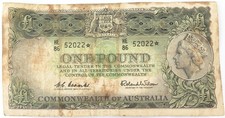 1961 Australian Star Note. One Pound. HE 86 52022* Coombs / Wilson