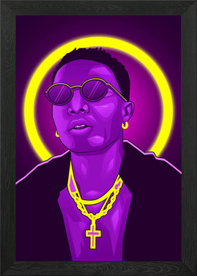 Wizkid Neon Kunst Gerahmtes Wandbild Poster Leinwanddruck Bild