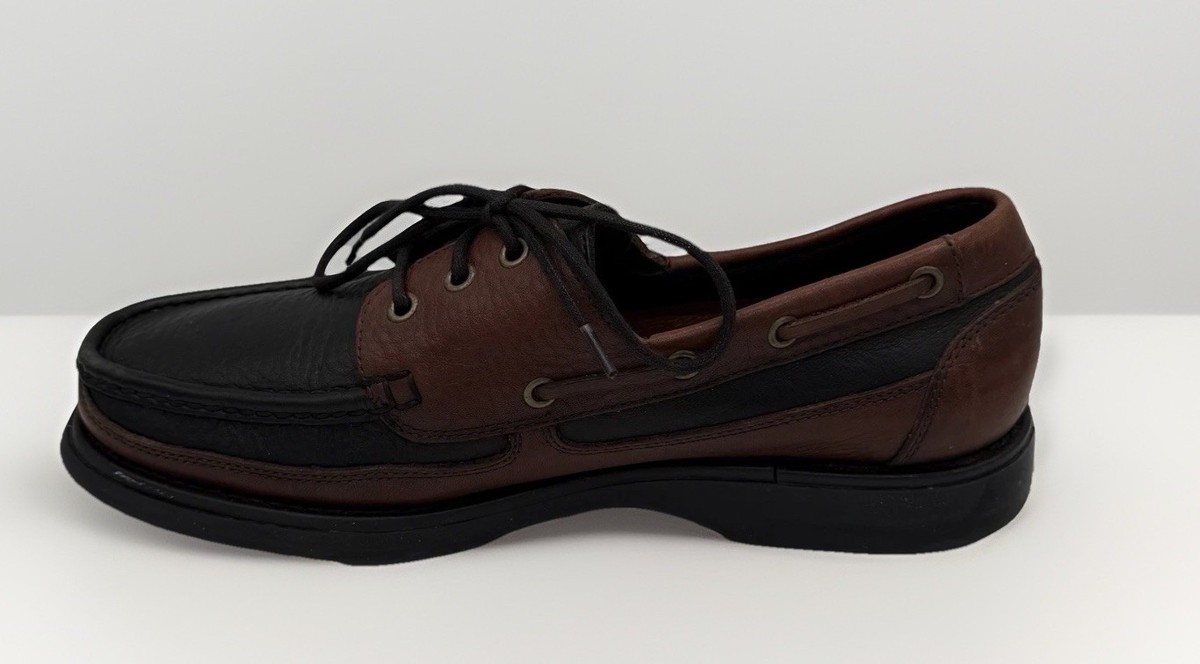 Johnston & Murphy Brown & Black Leather Boat Shoes Lace Up 020-1201 Mens Sz 9.5M View 3