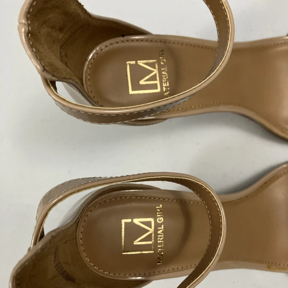 Material Girl Nude High Pump Heels Ankle Straps 6.5 Medium 3.75 Inch Height - Image 2 of 4