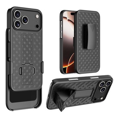 For iPhone 17 Pro Max 16 15 14 13 Belt Clip Holster Combo Phone Case Stand Cover