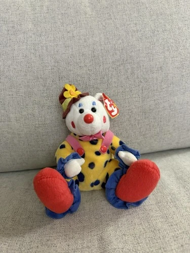 Vtg 2004 TY BEANIE BABY JUGGLES THE CLOWN BEAR Plush Stuffed Toy Polka Dot Tags
