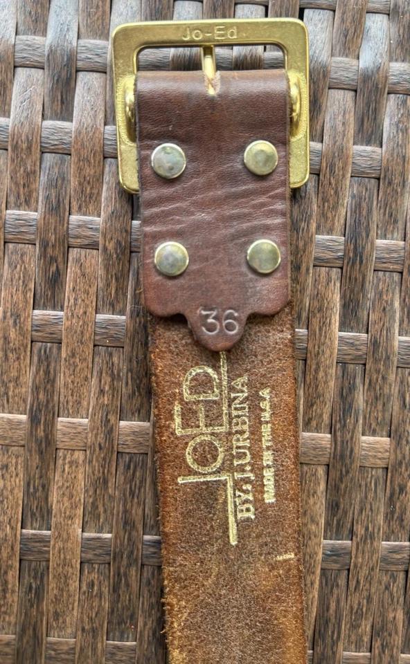 Cinturón Joed de cuero marrón vintage envejecido. Hebilla extraíble mediana grande talla 36. Foto 3 de 4