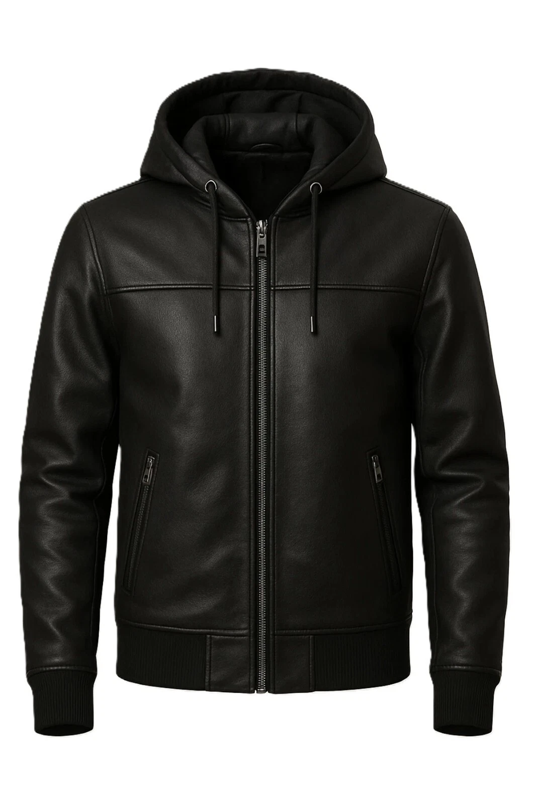 Men's Black Real Leather Hoodie Genuine Lambskin Leather Bomber Hooded Jacket
Opens in a new window 