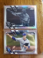 2021 Topps Chrome Brady Singer NEGATIVE REFRACTOR SSP Rookie Card No. 166 + base