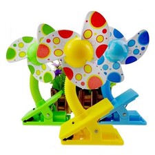 Baby Clip-On Mini Stroller Fan Cute Crib Cooling Fans Batteries and USB blue