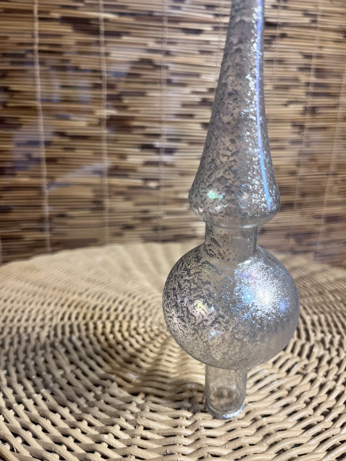 VINTAGE GERMAN CHRISTMAS TREE TOPPER CLEAR SILVER SPARKLE eBay