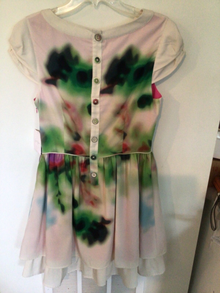NWT Jessica Simpson Lined Sleeveless 2tier Summer Dress Ivory Multi  Abstract sz8 | eBay