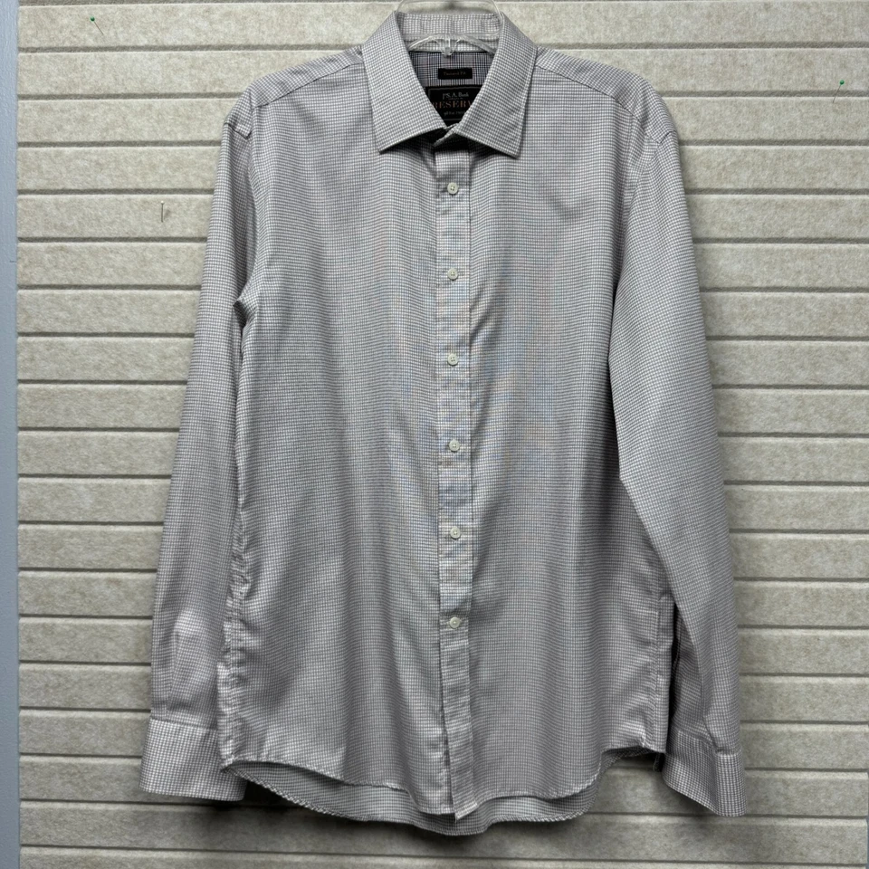 Jos. A. Camisa de vestir Bank Reserve a medida negra roja tattersall a cuadros LS L Foto 2 de 4