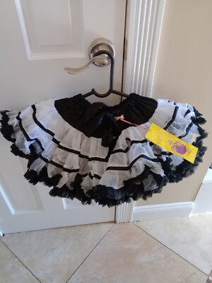 Kaiya Eve Girls Boutique White With Black Ribbon Pettiskirt Tutu Size 2 NWT