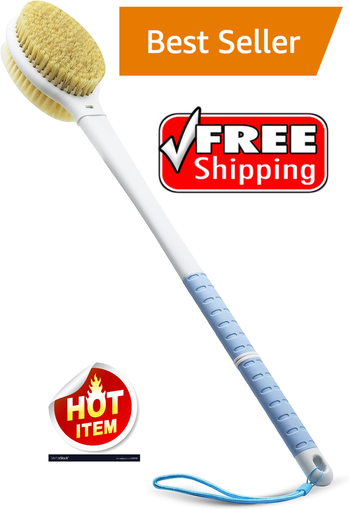 20.5 Back Bath Brush Long Handle for Shower for Elderlymen and Womenback Scrubb