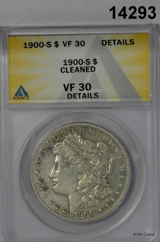 1900 S MORGAN SILVER DOLLAR ANACS CERTIFIED VF 30TH CLEANED LOOKS BETTER! #14293