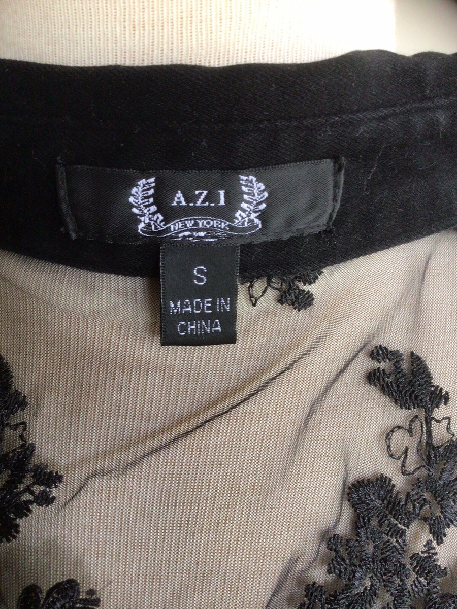 A.Z.I . New York,Black,Shear Panel, Lace Floral Jean Jacket A.Z.I . New York,Black,Shear Panel, Lace Floral Jean Jacket