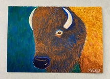 Bison Painting Wild animal Buffalo for Wildlife lovers  ACEO Art print