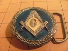 Vintage Round Masonic Enameled Belt Buckle