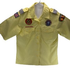 Boy Scouts Of America Shirt Women  s Medium Yellow Uniform 67 Cotton