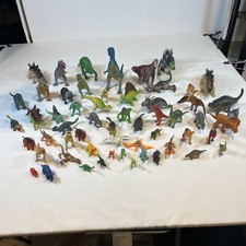 Toy Dinosaurs Lot of 50 Large  Small Plastic Rubber Mixed Sizes  Jeep