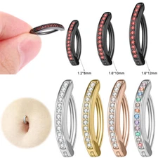 925 Sterling Silver Belly Button Rings CZ Reverse Curved Navel Piercing Jewelry