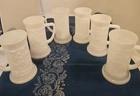 Vintage Milk Glass Beer Stein Coffee Mug Set of Six 3D 6" Tall Federal  Mint