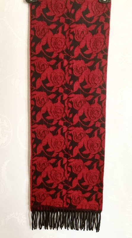 🧣🌹Cejon Women’s 100% Acrylic Red & Black  Scarf 64” x 11.5” NWOT ITALY 🇮🇹