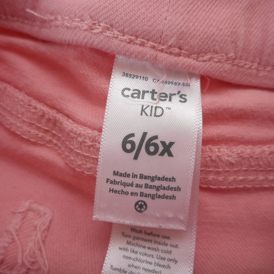 Pantalones de mezclilla Carter's para niñas talla 6/6X rosa cintura elástica lentejuelas estrellas brillantes Foto 3 de 4