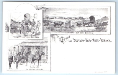 Gruss aus Deutsch Sud West AFRICA illustration multiview Postcard