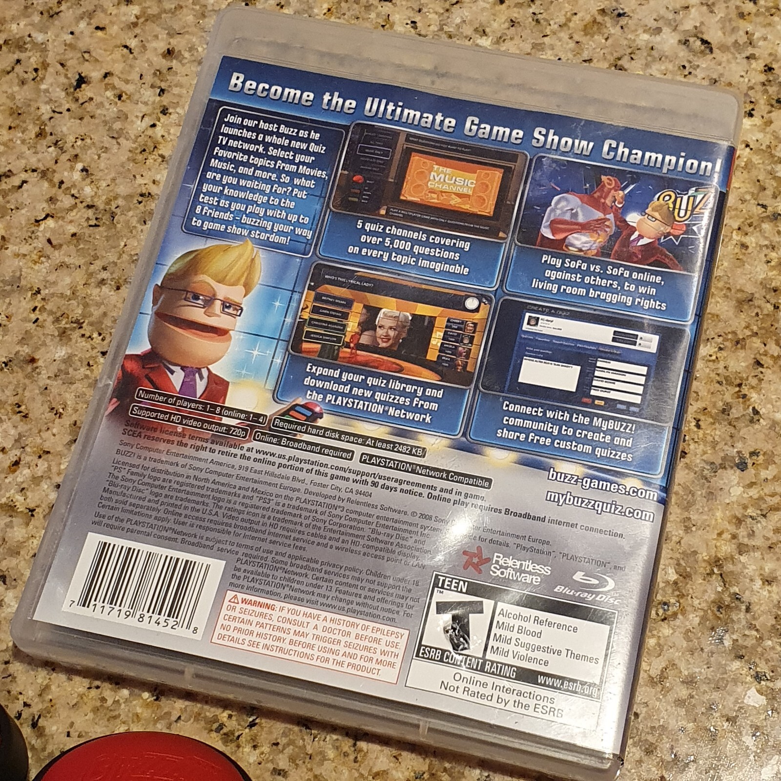 Buzz Quiz TV (Sony PlayStation 3, 2008) With 4 Remotes (NO DONGLE