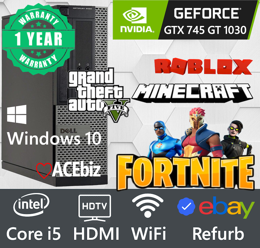 Gaming PC HDMI SSD i7 WiFi BT Desktop Computer Fortnite Roblox