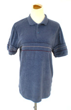 Vintage 70s 80s Blue Terry Cloth Polo Shirt L Large Chemise By Kennington
