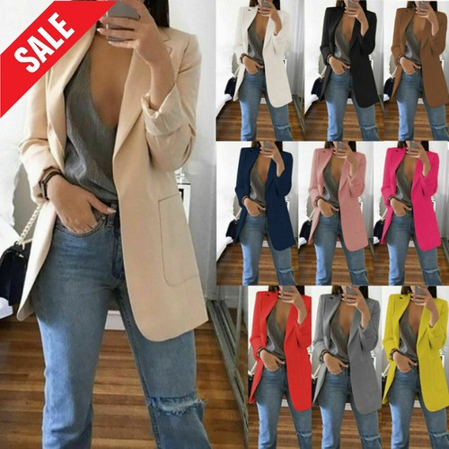 Women Longline Blazer Suit Slim Ladies 