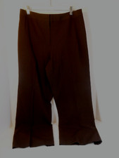 Talbots Women's Pants Brown Classic Wide Leg Career Stretch Wool Blend-Size12P