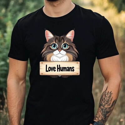 Herren T-Shirt Kätzchen Lieben Menschen Motiv Baumwolle Größe XS bis 5XL