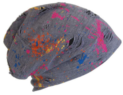 Cool4 Vintage Multicoloured Beanie Blau Jeans Slouch Retro Stylisch Mütze VSB31