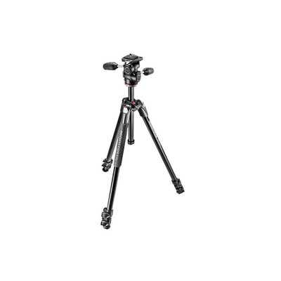 Manfrotto 290 Xtra Aluminum 3-Section Tripod Kit with 3-Way Head -3WUS  Black