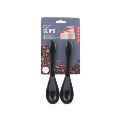 2er Set schwarze Messlöffel Lebensmittel Tasche Clip Aufbewahrung Werkzeug Geschenkidee Kikkerland