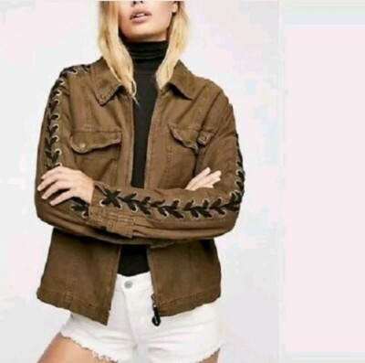 Free People Womens Faye Military OB821205 Jacket Relaxed