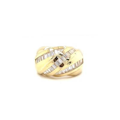 VINTAGE DIAMANT BAGUETTE BAND 14K GELBGOLD GRÖSSE 7 0,75 KT Damen Frauen Geschenk